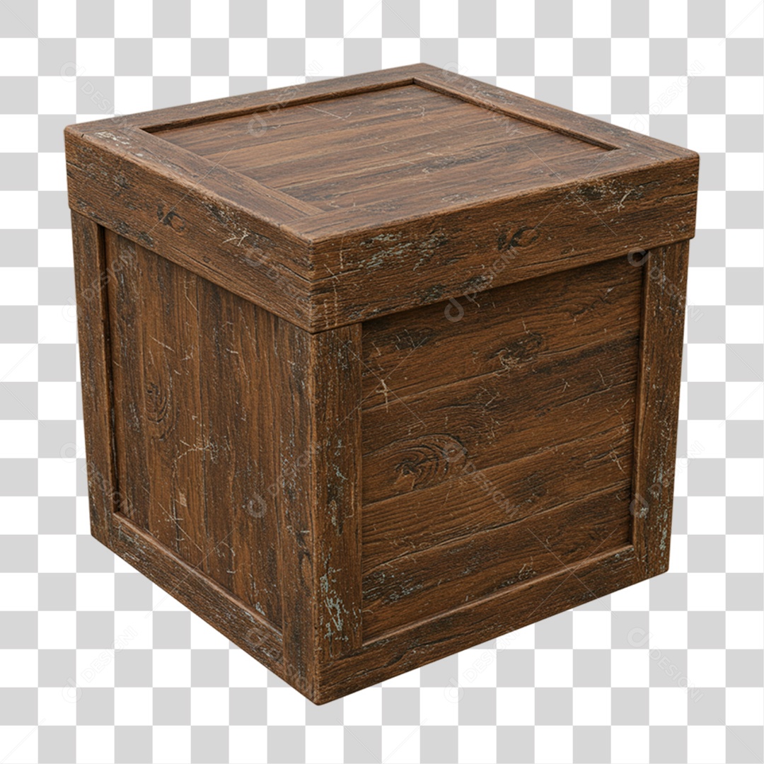 Caixa de Madeira Fechada PNG Transparente