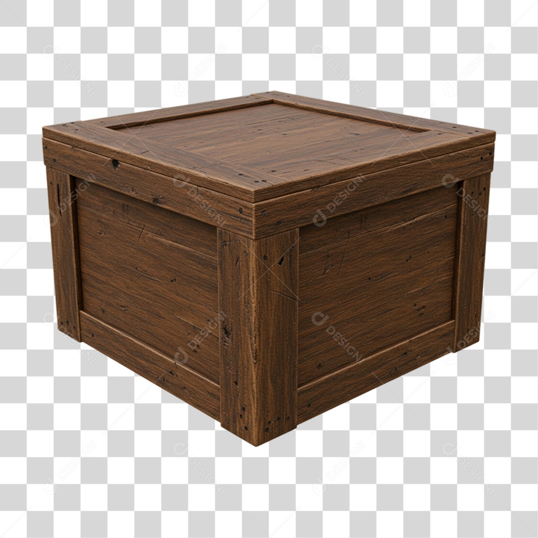 Caixa de Madeira Fechada PNG Transparente