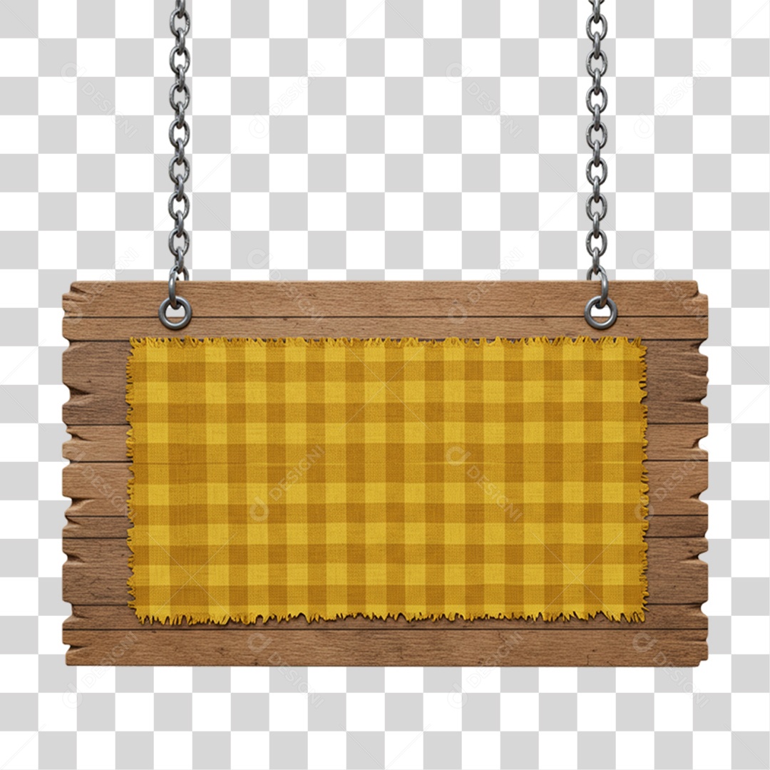 Placa de Madeira com Pano Quadriculado PNG Transparente
