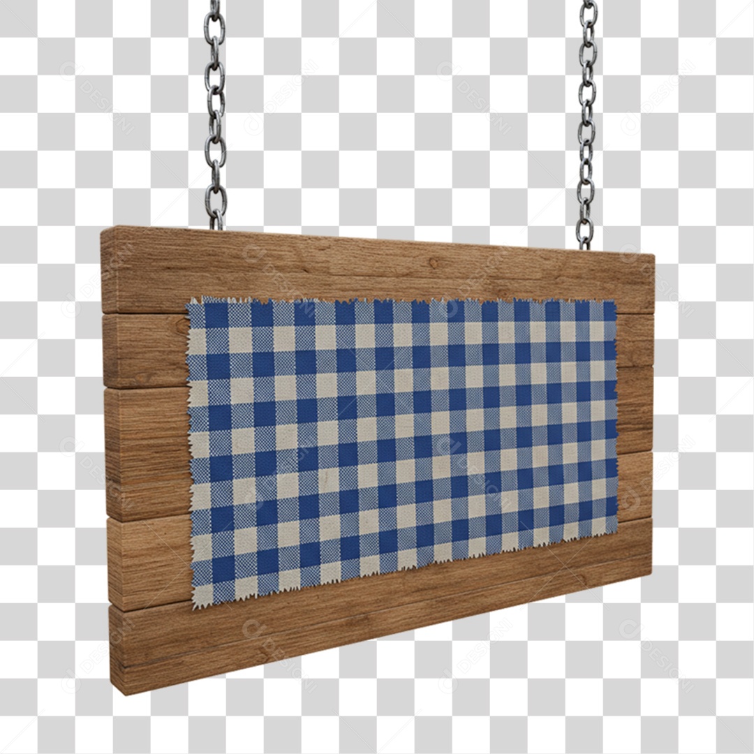 Placa de Madeira com Pano Quadriculado PNG Transparente