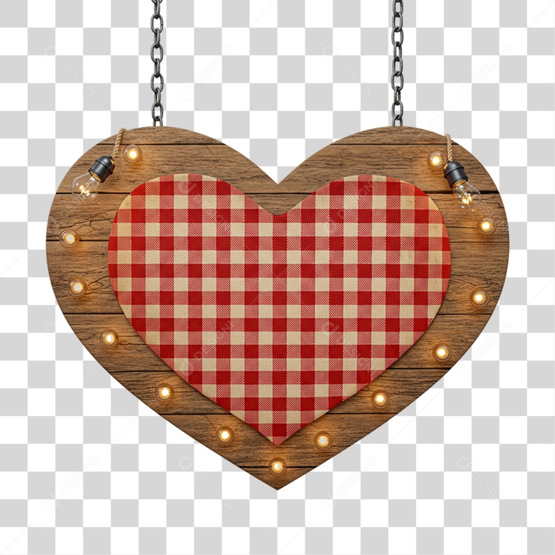 Coração com Desenhos Quadriculados PNG Transparente
