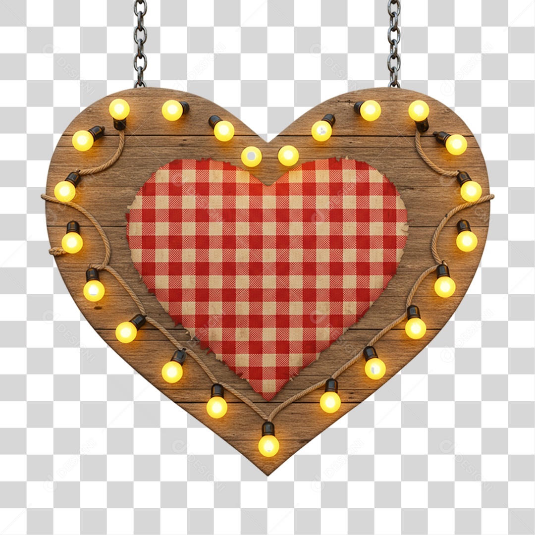 Coração com Desenhos Quadriculados PNG Transparente