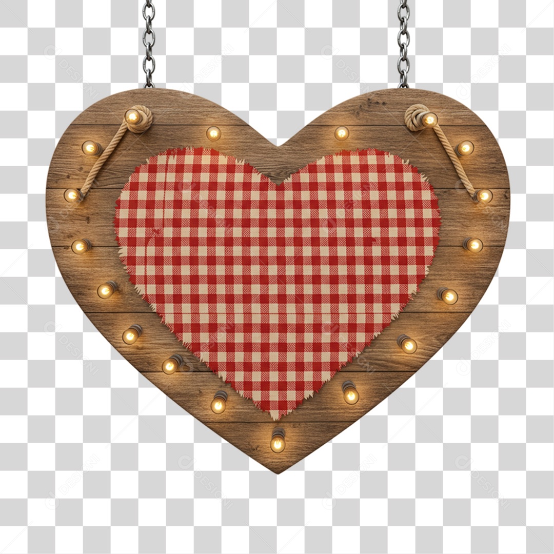 Coração com Desenhos Quadriculados PNG Transparente