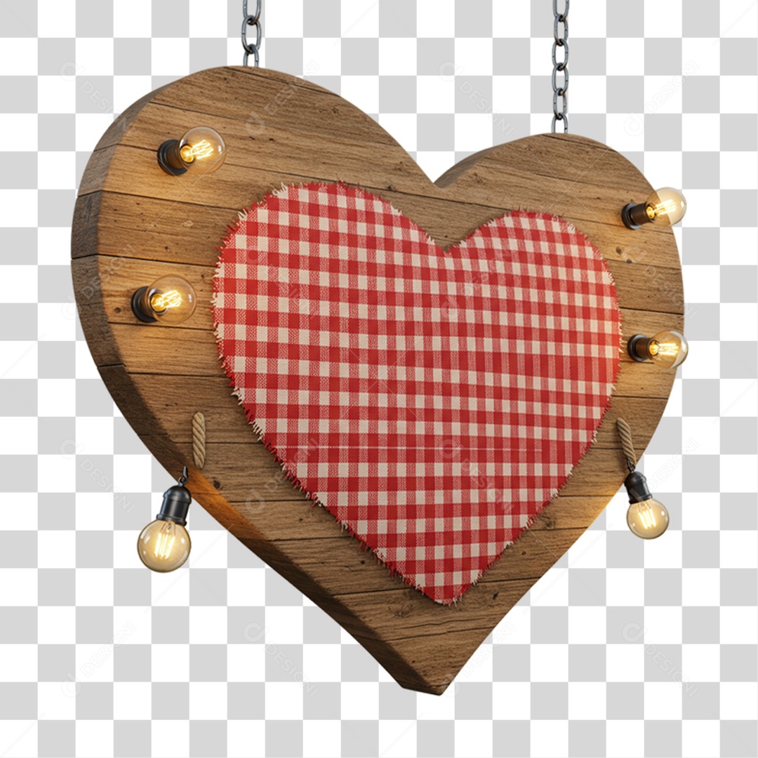 Coração com Desenhos Quadriculados PNG Transparente