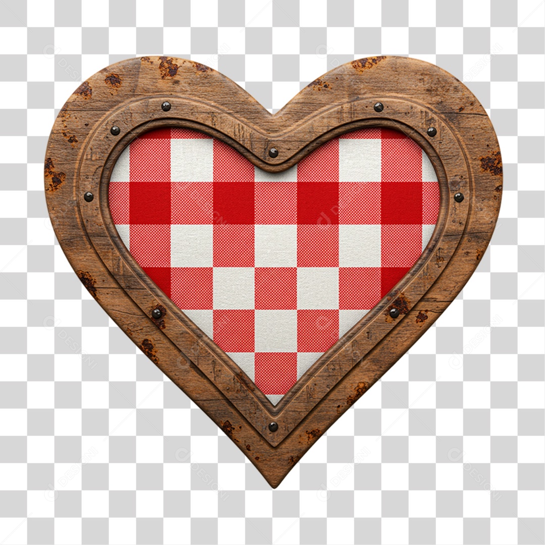 Coração com Desenhos Quadriculados PNG Transparente