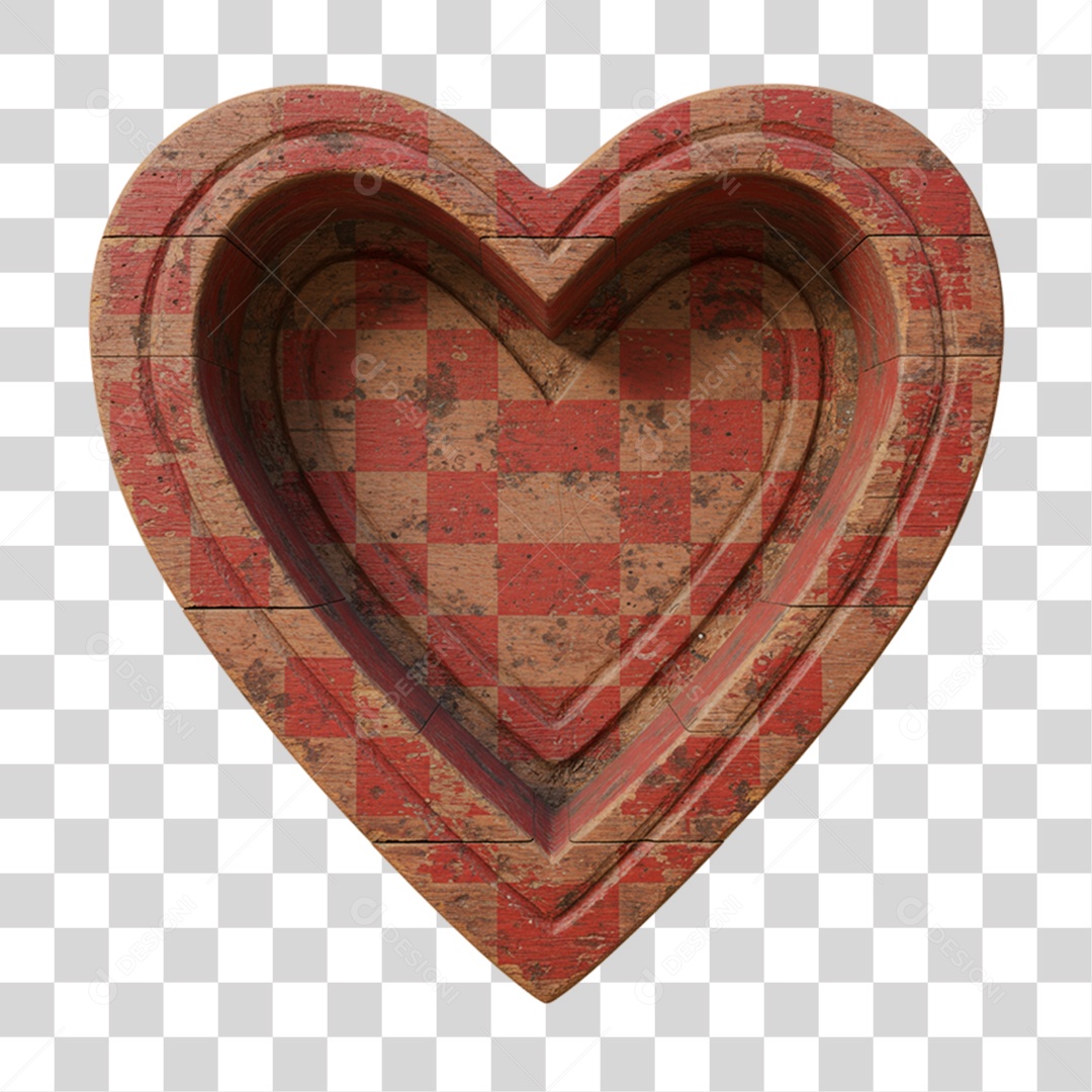 Coração com Desenhos Quadriculados PNG Transparente