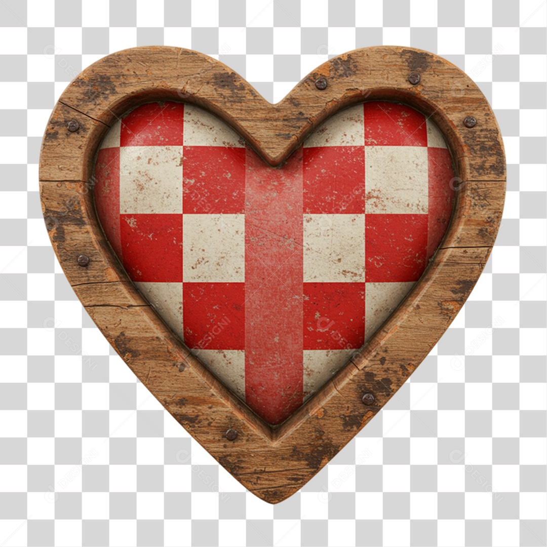 Coração com Desenhos Quadriculados PNG Transparente