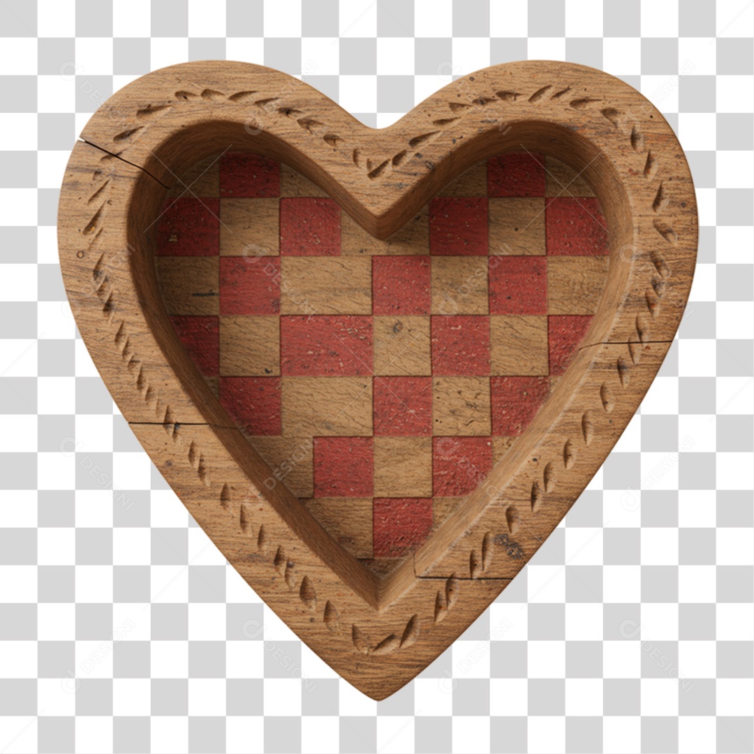 Coração com Desenhos Quadriculados PNG Transparente