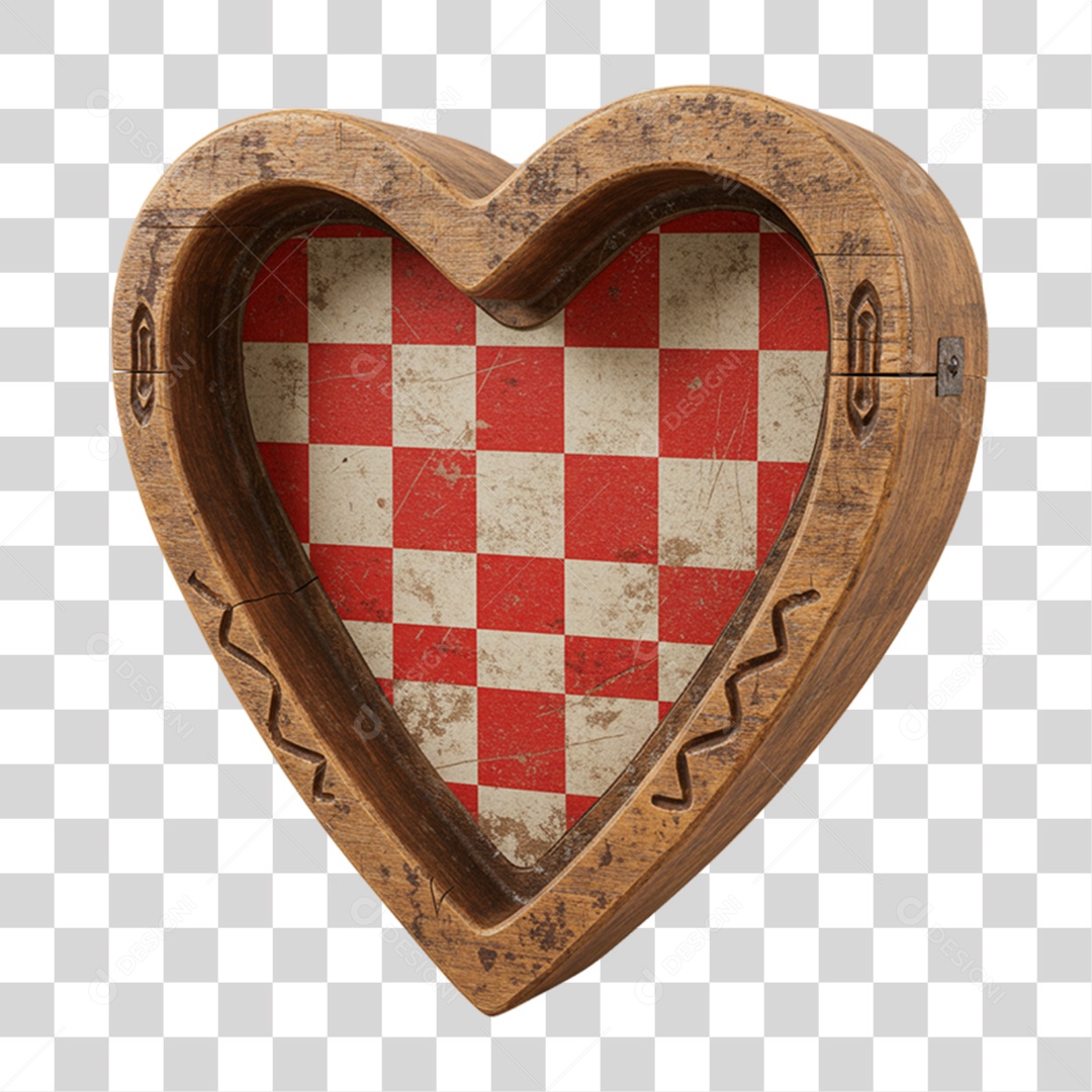 Coração com Desenhos Quadriculados PNG Transparente
