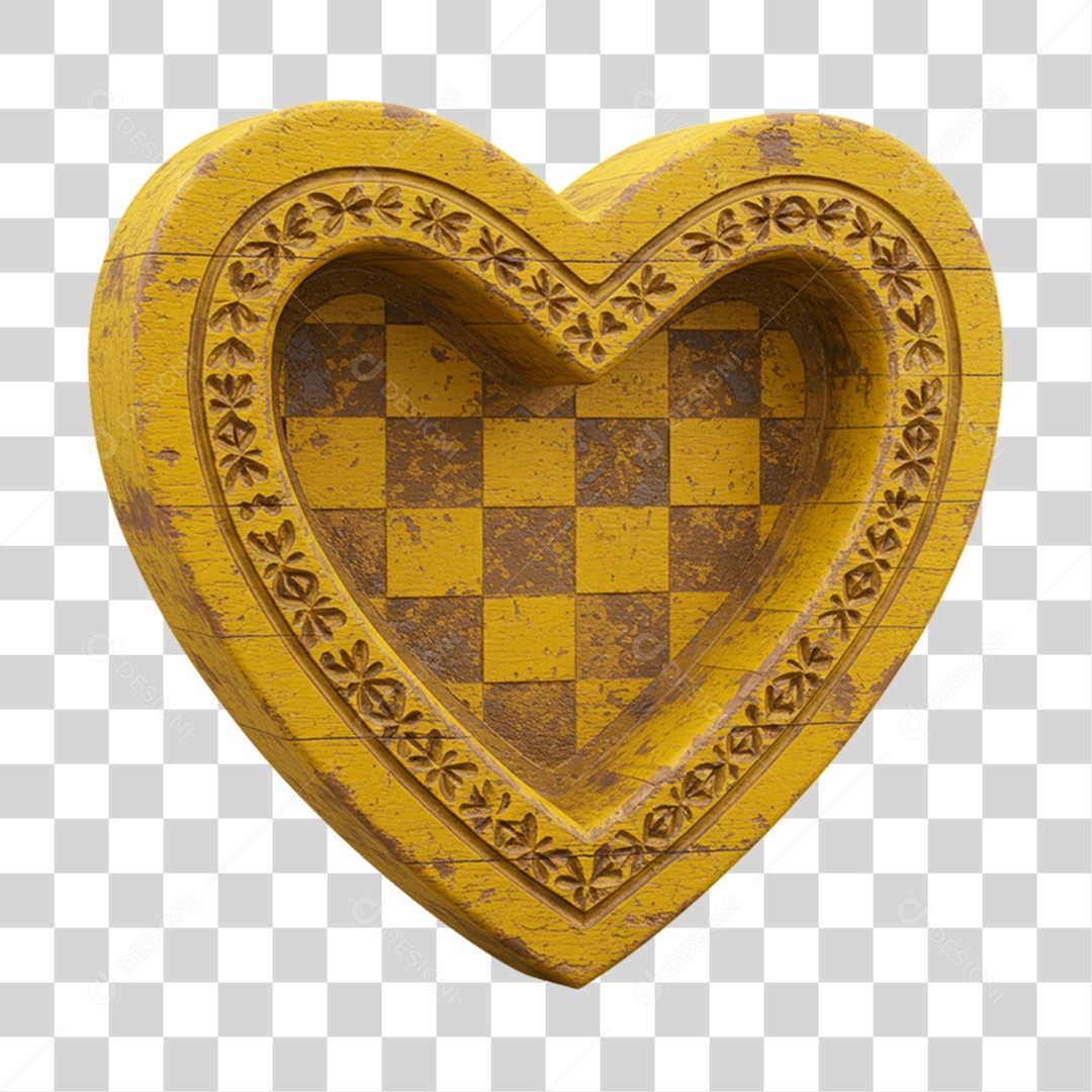 Coração com Desenhos Quadriculados PNG Transparente
