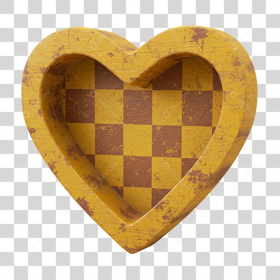 Coração com Desenhos Quadriculados PNG Transparente