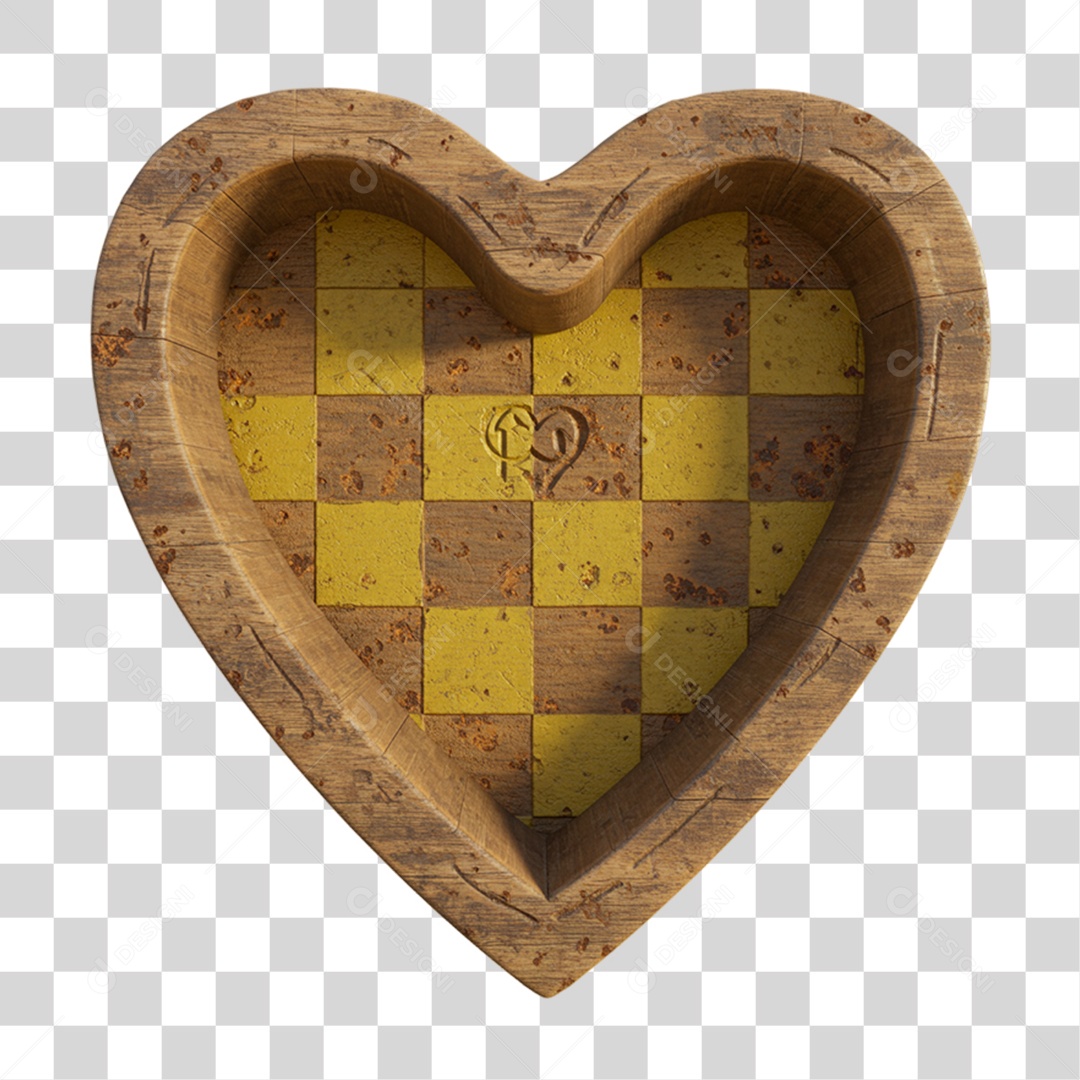 Coração com Desenhos Quadriculados PNG Transparente