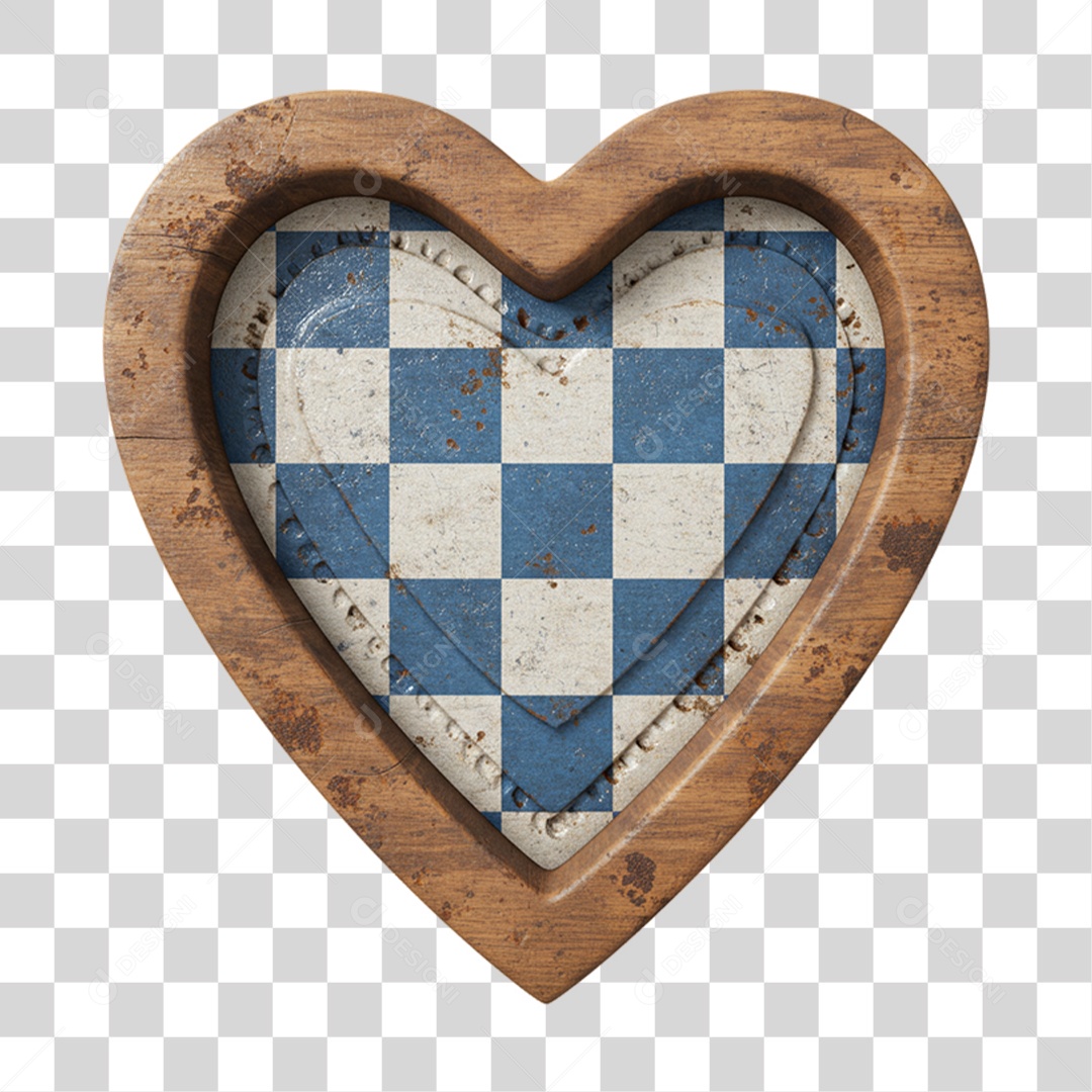 Coração com Desenhos Quadriculados PNG Transparente