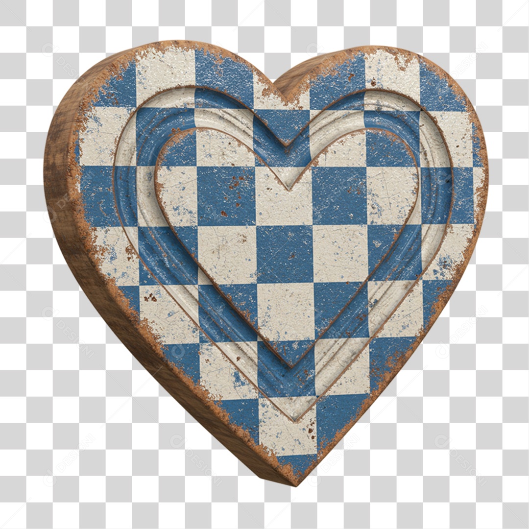 Coração com Desenhos Quadriculados PNG Transparente