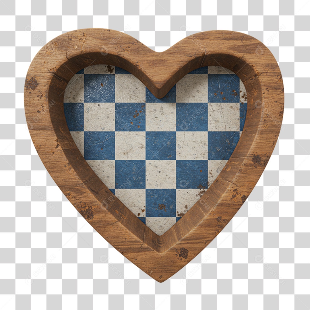 Coração com Desenhos Quadriculados PNG Transparente