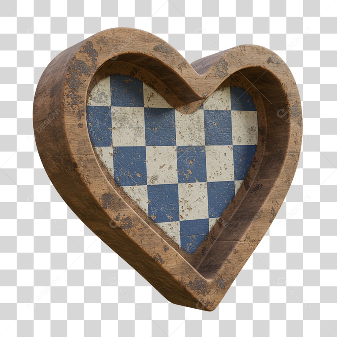 Coração com Desenhos Quadriculados PNG Transparente