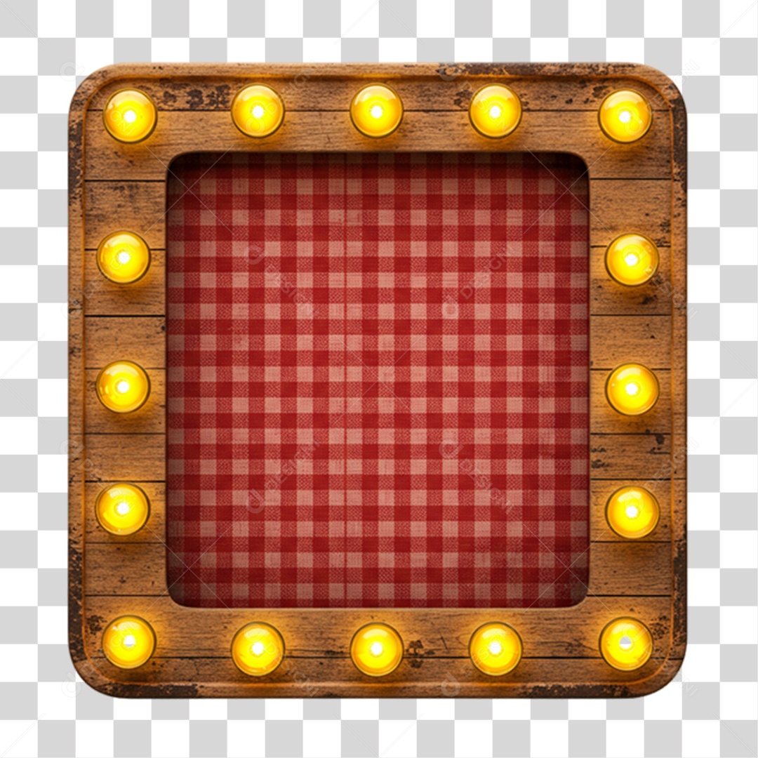 Placa de Madeira com Lâmpadas PNG Transparente