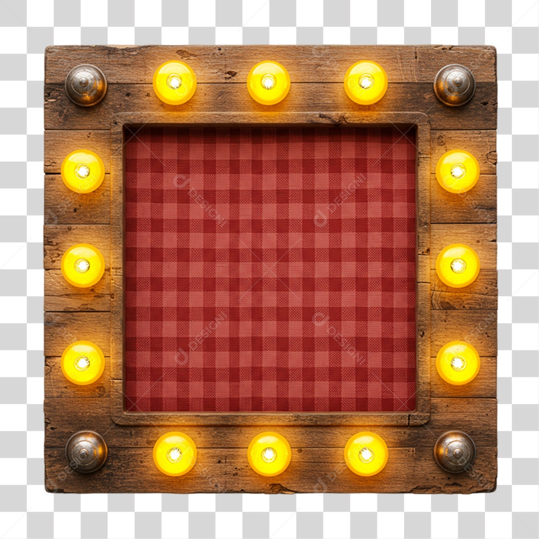 Placa de Madeira com Lâmpadas PNG Transparente