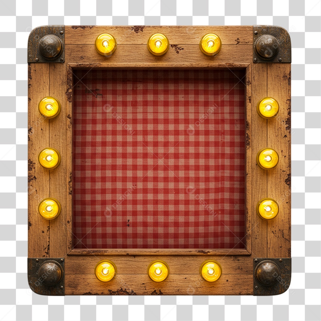 Placa de Madeira com Lâmpadas PNG Transparente