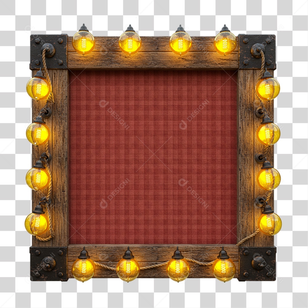 Placa de Madeira com Lâmpadas PNG Transparente