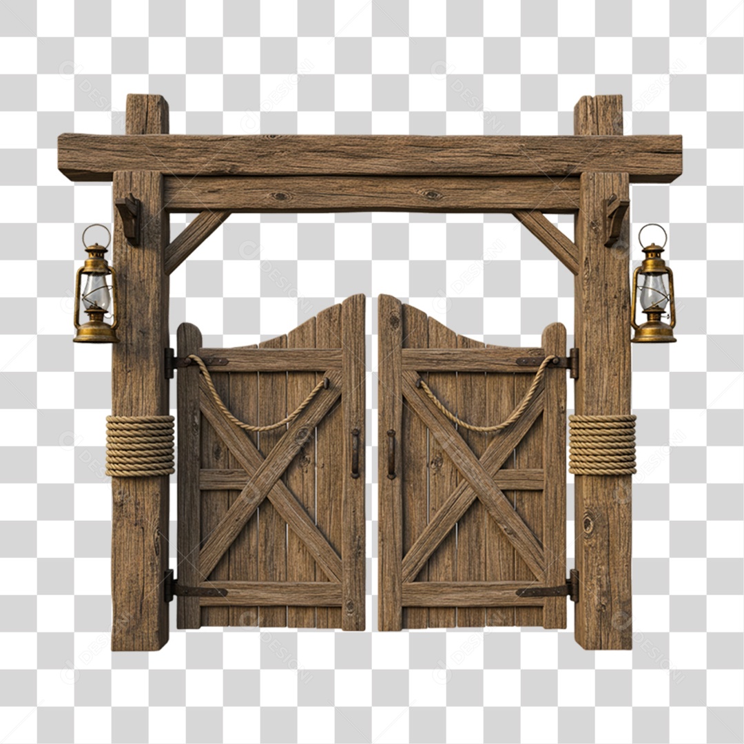 Portal de Madeira Entrada Porteira PNG Transparente