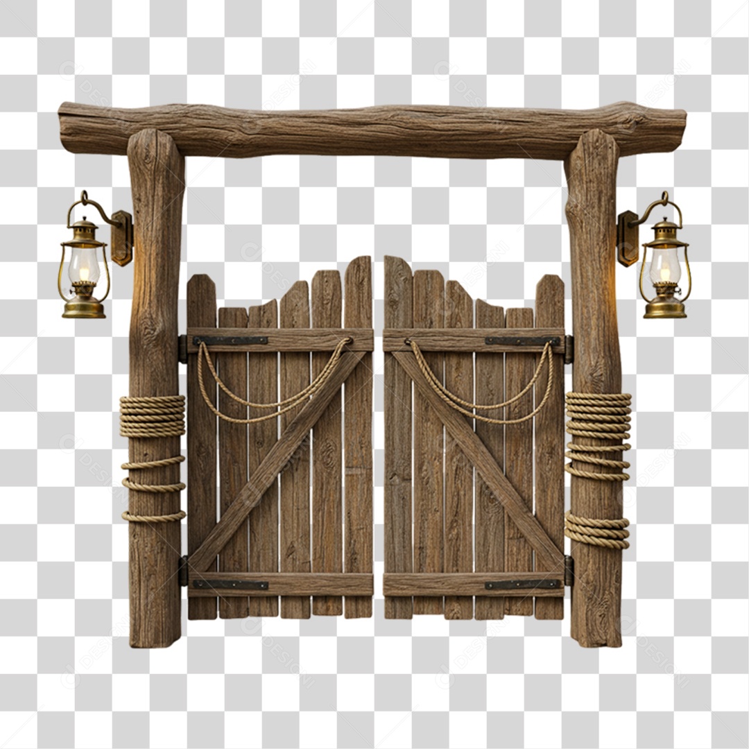 Portal de Madeira Entrada Porteira PNG Transparente