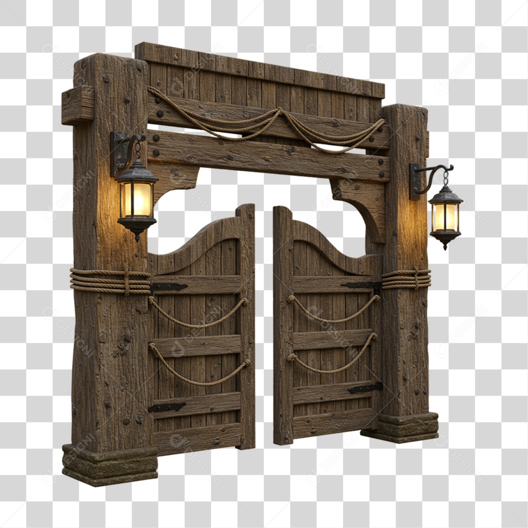 Portal de Madeira Entrada Porteira PNG Transparente