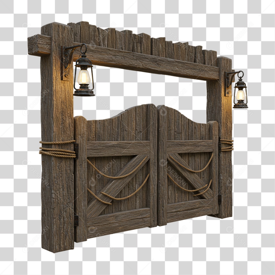 Portal de Madeira Entrada Porteira PNG Transparente