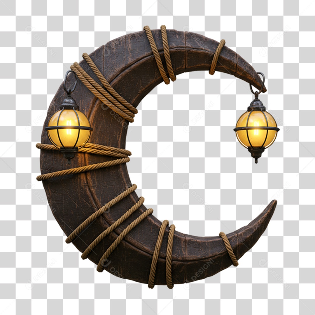 Lua de Madeira com Lâmpadas PNG Transparente