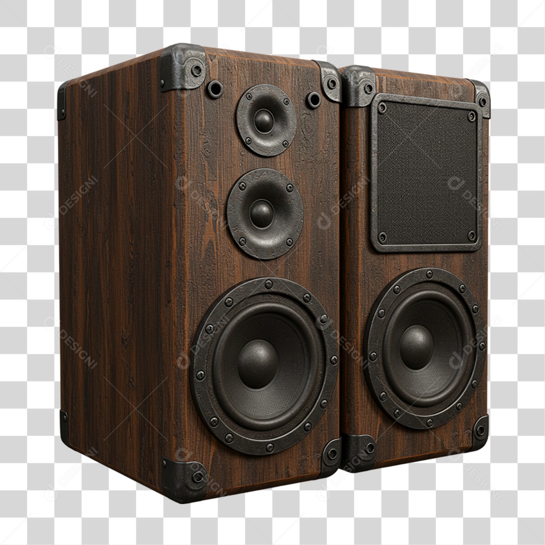 Caixa de Som Madeira PNG Transparente