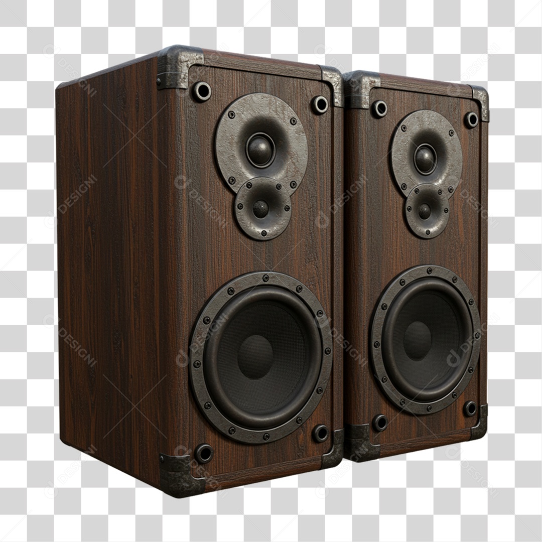 Caixa de Som Madeira PNG Transparente