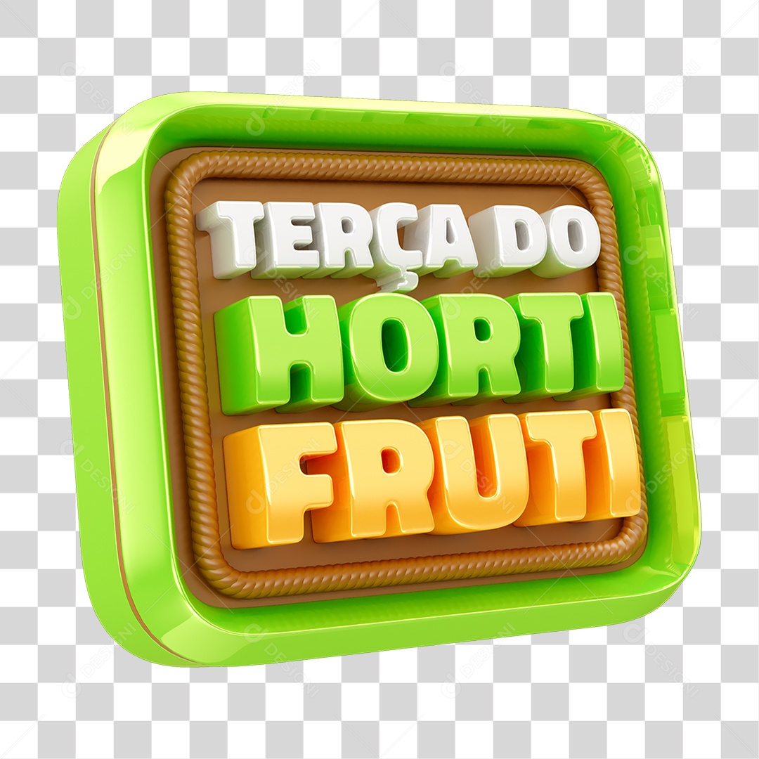 Selo 3D Terça do Hortifrúti PNG Transparente
