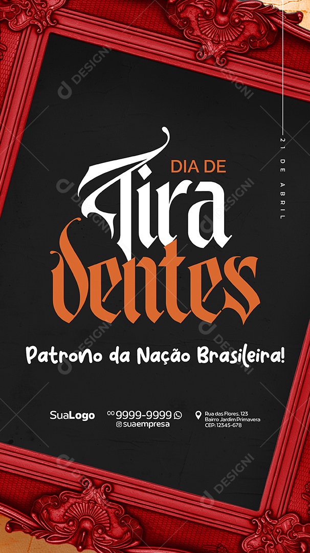 Dia de Tiradentes 21 de Abril Social Media PSD Editável