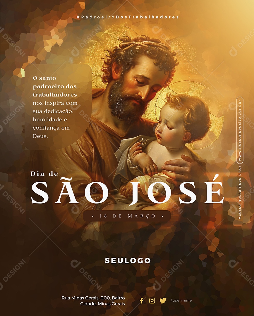 Dia de São José 19 de Março Honrando Social Media PSD Editável