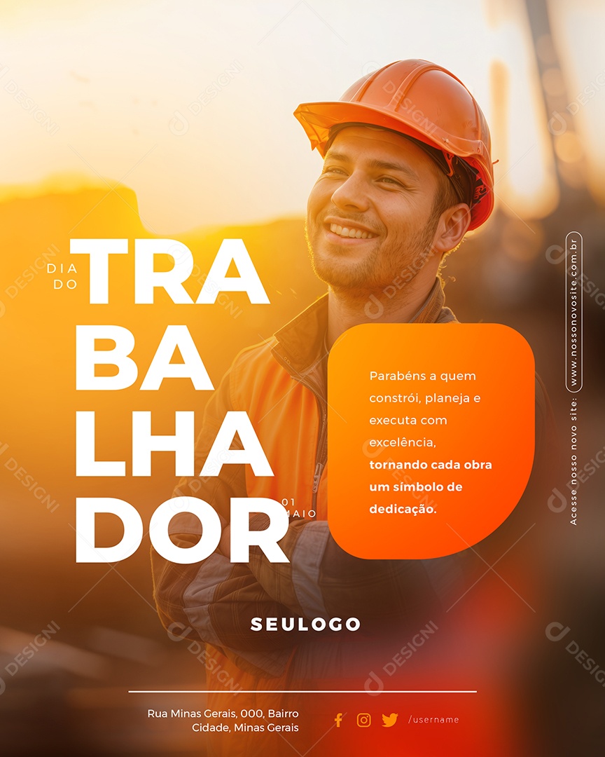 Feliz Dia Do Trabalhador 01 de Maio Social Media PSD Editável