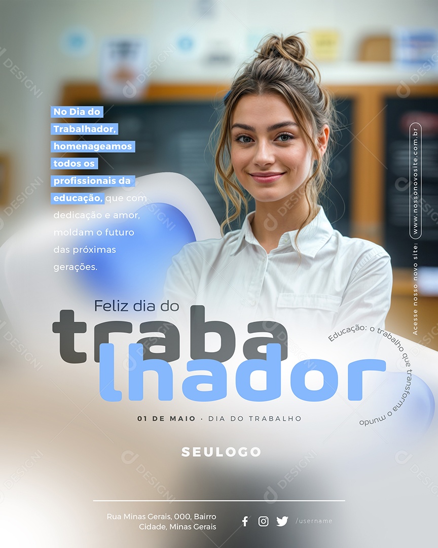Feliz Dia Do Trabalhador 01 de Maio Social Media PSD Editável