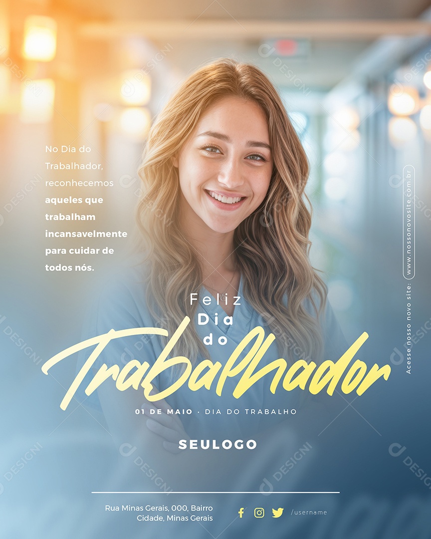 Feliz Dia Do Trabalhador 01 de Maio Social Media PSD Editável