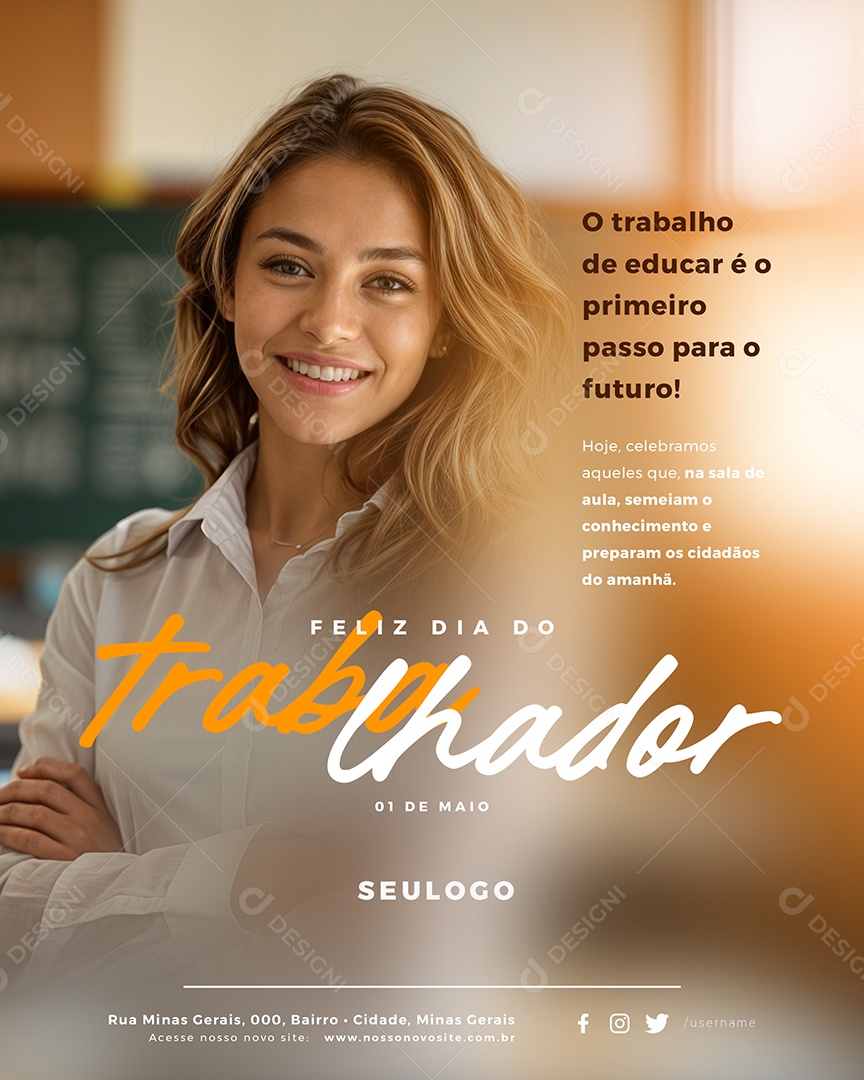 Feliz Dia Do Trabalhador 01 de Maio Social Media PSD Editável