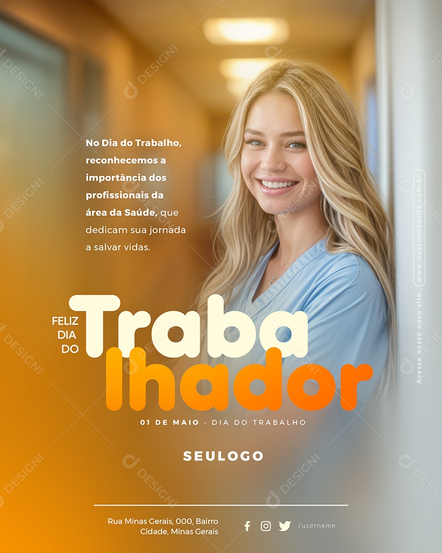 Feliz Dia Do Trabalhador 01 de Maio Social Media PSD Editável