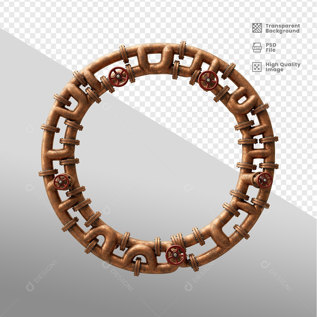 Círculo de Metal Velho Enferrujado Elemento 3D Para Composição PSD