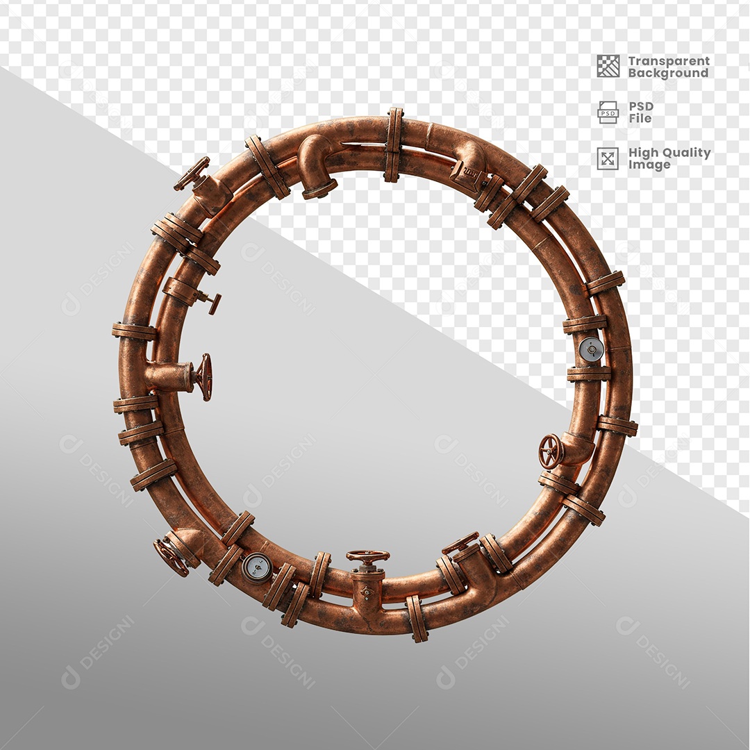 Círculo de Metal Velho Enferrujado Elemento 3D Para Composição PSD