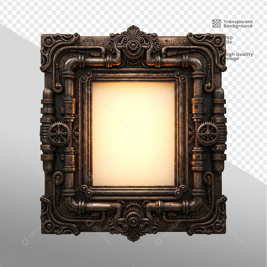 Quadro Com Bordas de Ferro Elemento 3D Para Composição PSD