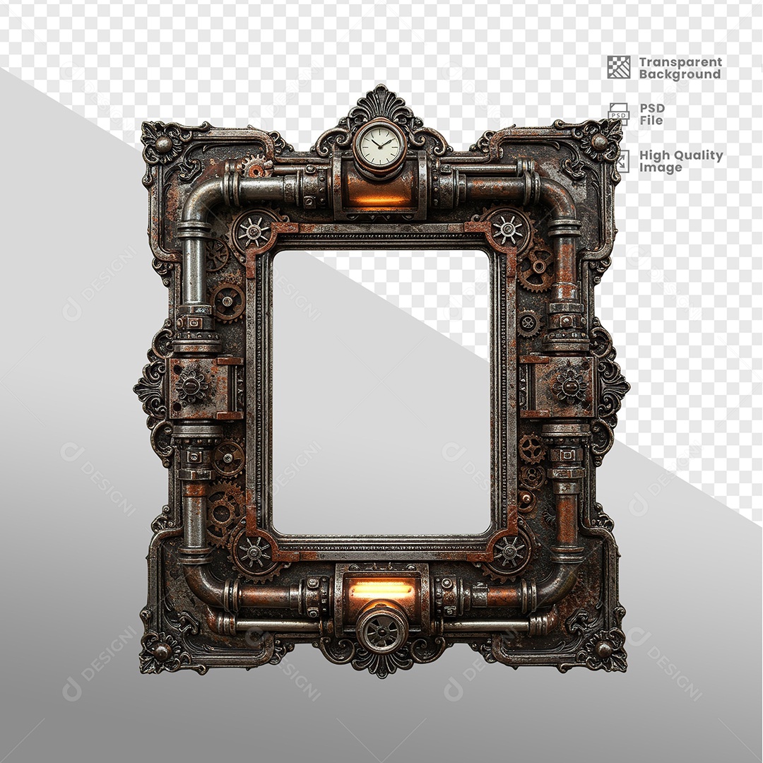 Quadro Com Bordas de Ferro Elemento 3D Para Composição PSD