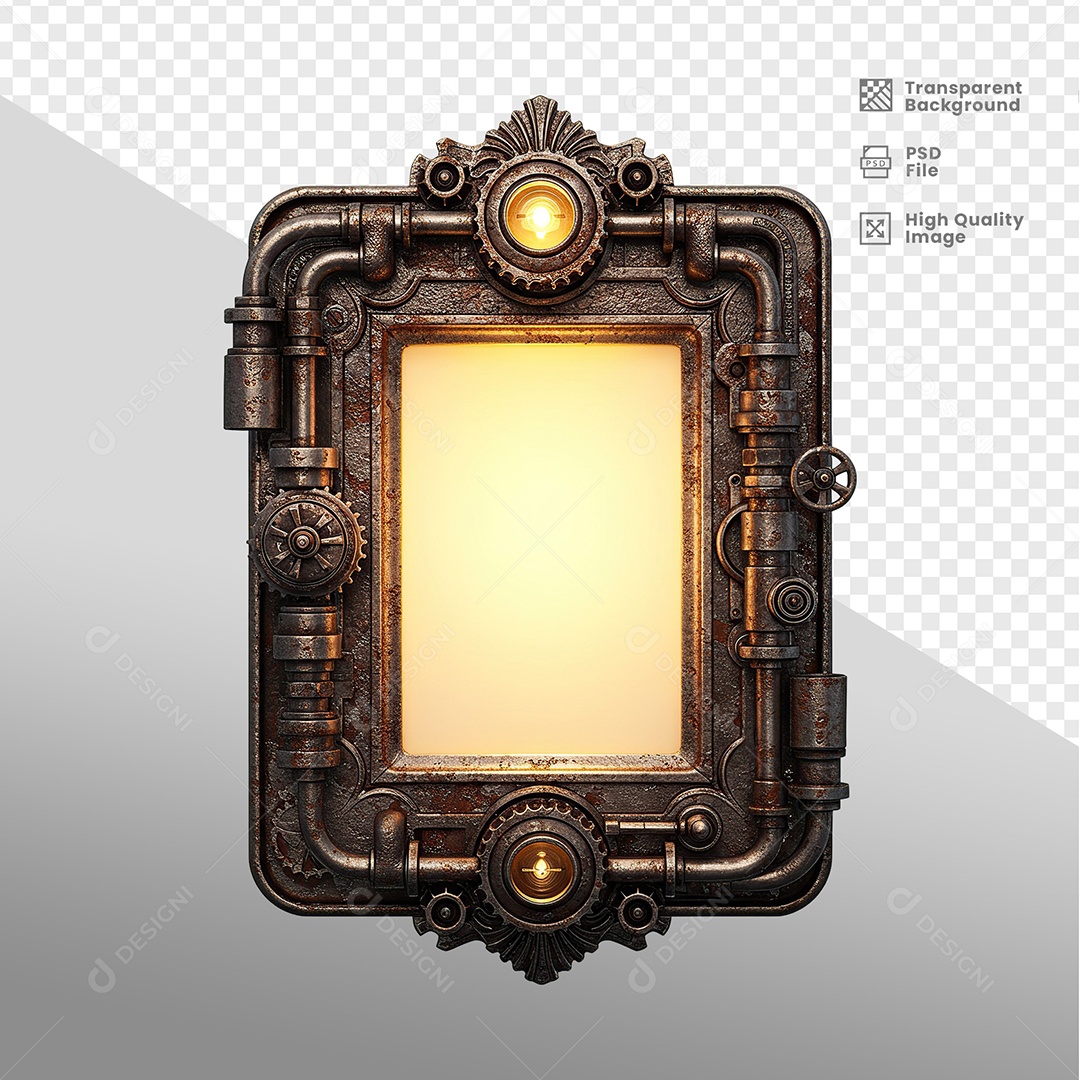 Quadro Com Bordas de Ferro Elemento 3D Para Composição PSD