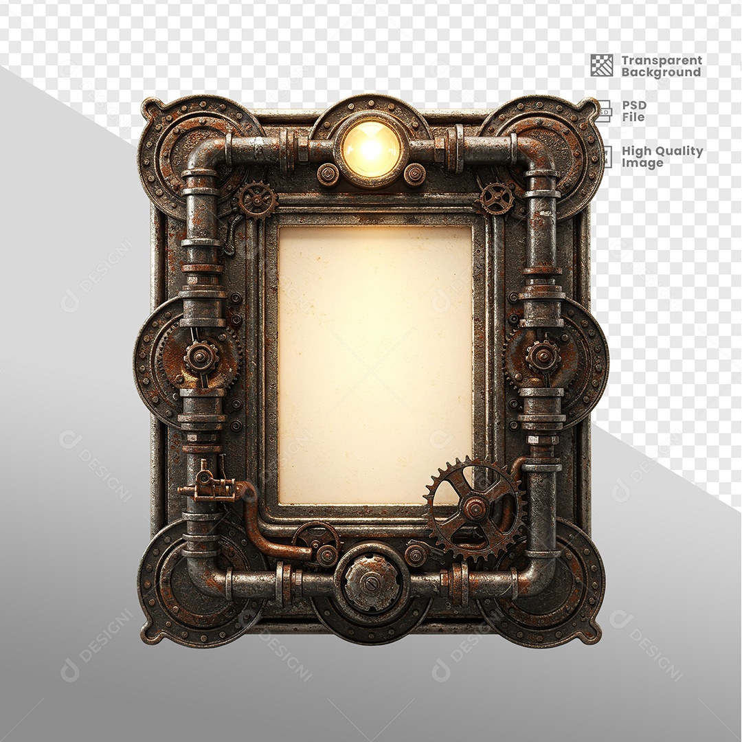 Quadro Com Bordas de Ferro Elemento 3D Para Composição PSD