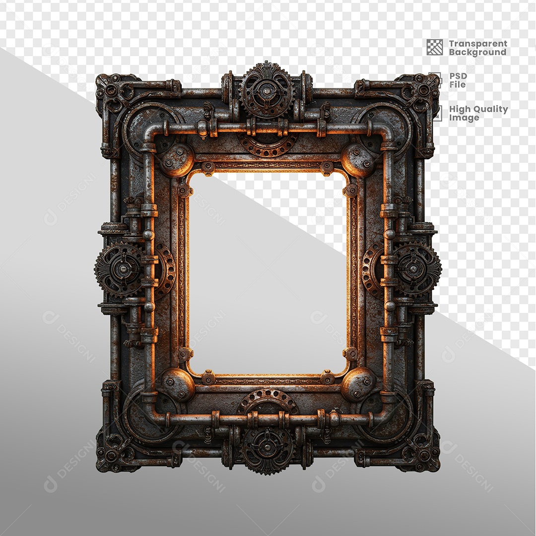 Quadro Com Bordas de Ferro Elemento 3D Para Composição PSD