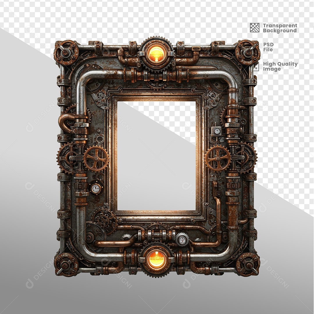 Quadro Com Bordas de Ferro Elemento 3D Para Composição PSD