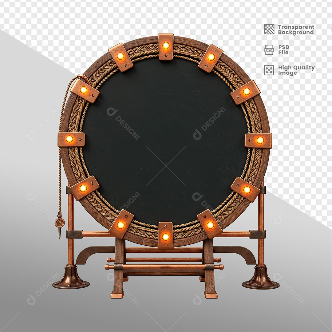 Roda De Madeira Com Cordas Elemento 3D Para Composição PSD