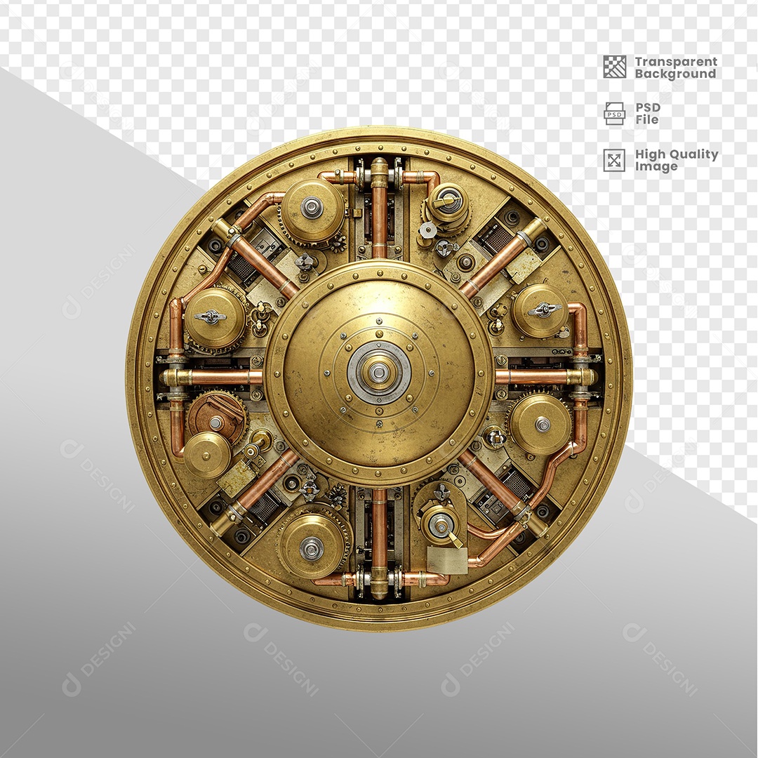 Escudo Redondo Dourado Elementos 3D para composição PSD