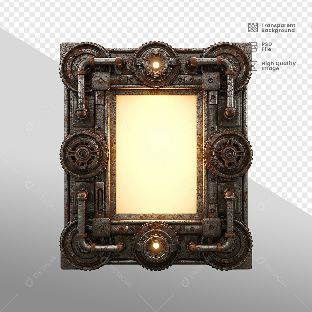 Quadro Com Bordas de Ferro Elemento 3D Para Composição PSD